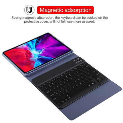 TG11BS Detachable Bluetooth Black Keyboard + Microfiber Leather Tablet Case for iPad Pro 11 inch (2020), with Backlight & Pen Slot & Holder(Purple)-garmade.com