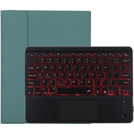 TG-102BCS Detachable Bluetooth Black Keyboard + Microfiber Leather Tablet Case for iPad 10.2 inch / iPad Air (2019), with Touch Pad & Backlight & Pen Slot & Holder (Dark Green)-garmade.com