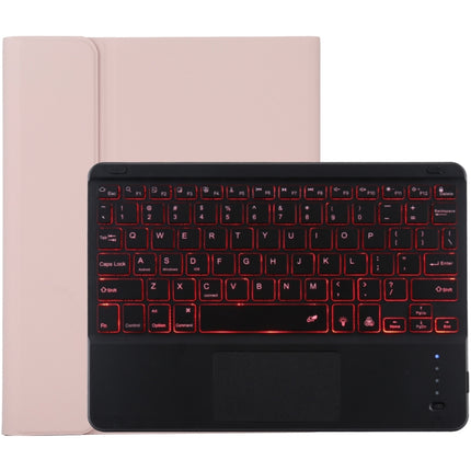 TG-102BCS Detachable Bluetooth Black Keyboard + Microfiber Leather Tablet Case for iPad 10.2 inch / iPad Air (2019), with Touch Pad & Backlight & Pen Slot & Holder (Pink)-garmade.com