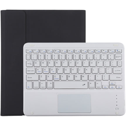 TG-102BC Detachable Bluetooth White Keyboard + Microfiber Leather Tablet Case for iPad 10.2 inch / iPad Air (2019), with Touch Pad & Pen Slot & Holder(Black)-garmade.com