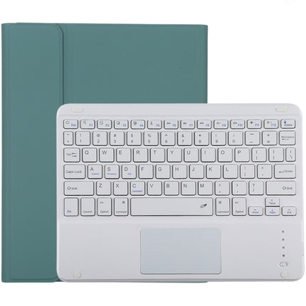 TG-102BC Detachable Bluetooth White Keyboard + Microfiber Leather Tablet Case for iPad 10.2 inch / iPad Air (2019), with Touch Pad & Pen Slot & Holder(Dark Green)-garmade.com