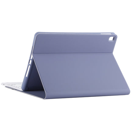 TG-102BC Detachable Bluetooth White Keyboard + Microfiber Leather Tablet Case for iPad 10.2 inch / iPad Air (2019), with Touch Pad & Pen Slot & Holder(Purple)-garmade.com