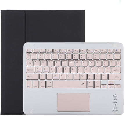 TG-102BC Detachable Bluetooth Pink Keyboard + Microfiber Leather Tablet Case for iPad 10.2 inch / iPad Air (2019), with Touch Pad & Pen Slot & Holder(Black)-garmade.com