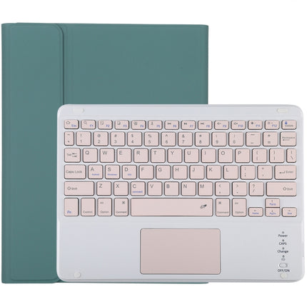 TG-102BC Detachable Bluetooth Pink Keyboard + Microfiber Leather Tablet Case for iPad 10.2 inch / iPad Air (2019), with Touch Pad & Pen Slot & Holder(Dark Green)-garmade.com