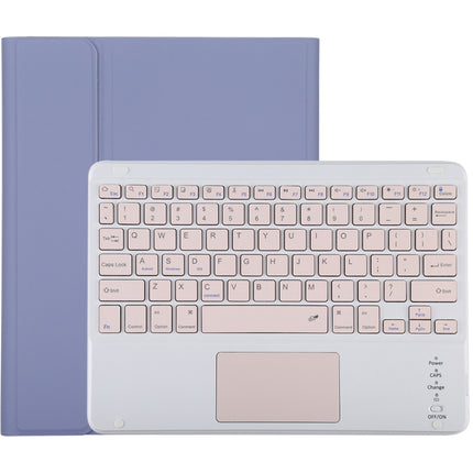 TG-102BC Detachable Bluetooth Pink Keyboard + Microfiber Leather Tablet Case for iPad 10.2 inch / iPad Air (2019), with Touch Pad & Pen Slot & Holder(Purple)-garmade.com