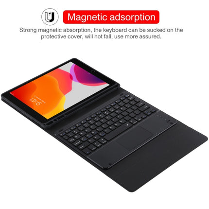 TG-102BC Detachable Bluetooth Black Keyboard + Microfiber Leather Tablet Case for iPad 10.2 inch / iPad Air (2019), with Touch Pad & Pen Slot & Holder(Black)-garmade.com