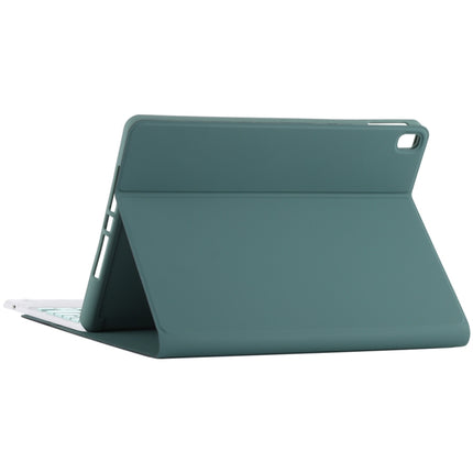 TG-102BC Detachable Bluetooth Green Keyboard + Microfiber Leather Tablet Case for iPad 10.2 inch / iPad Air (2019), with Touch Pad & Pen Slot & Holder (Dark Green)-garmade.com