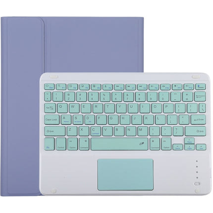 TG-102BC Detachable Bluetooth Green Keyboard + Microfiber Leather Tablet Case for iPad 10.2 inch / iPad Air (2019), with Touch Pad & Pen Slot & Holder (Purple)-garmade.com