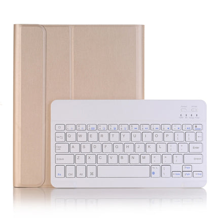 A102B For iPad 10.2 inch 2019 Ultra-thin Detachable Bluetooth Keyboard Leather Tablet Case with Stand & Pen Slot Function (Gold)-garmade.com
