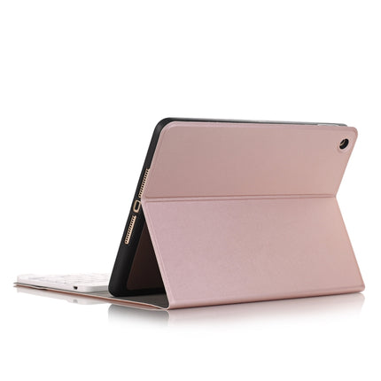 A102B For iPad 10.2 inch 2019 Ultra-thin Detachable Bluetooth Keyboard Leather Tablet Case with Stand & Pen Slot Function (Rose Gold)-garmade.com