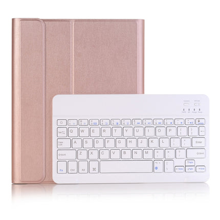 A102B For iPad 10.2 inch 2019 Ultra-thin Detachable Bluetooth Keyboard Leather Tablet Case with Stand & Pen Slot Function (Rose Gold)-garmade.com