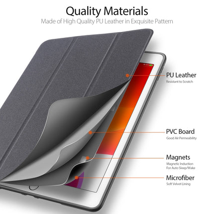 For iPad 10.2 DUX DUCIS Domo Series Horizontal Flip Magnetic PU Leather Case with Three-folding Holder & Pen Slot & Sleep / Wake-up Function (Black)-garmade.com