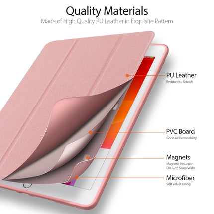 For iPad 10.2 DUX DUCIS Domo Series Horizontal Flip Magnetic PU Leather Case with Three-folding Holder & Pen Slot & Sleep / Wake-up Function (Pink)-garmade.com
