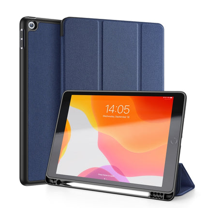 For iPad 10.2 DUX DUCIS Domo Series Horizontal Flip Magnetic PU Leather Case with Three-folding Holder & Pen Slot & Sleep / Wake-up Function (Blue)-garmade.com