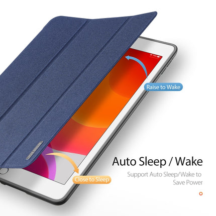 For iPad 10.2 DUX DUCIS Domo Series Horizontal Flip Magnetic PU Leather Case with Three-folding Holder & Pen Slot & Sleep / Wake-up Function (Blue)-garmade.com
