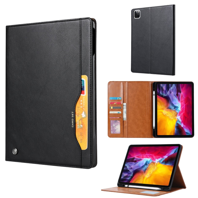 Knead Skin Texture Horizontal Flip Leather Case for iPad Pro 12.9 inch 2022/2021/2020/2018, with Photo Frame & Holder & Card Slots & Wallet & Pen Slot (Black)-garmade.com