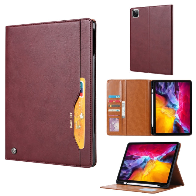 Knead Skin Texture Horizontal Flip Leather Case for iPad Pro 11 inch 2022/2021/2020/2018, with Photo Frame & Holder & Card Slots & Wallet & Pen Slot (Wine Red)-garmade.com