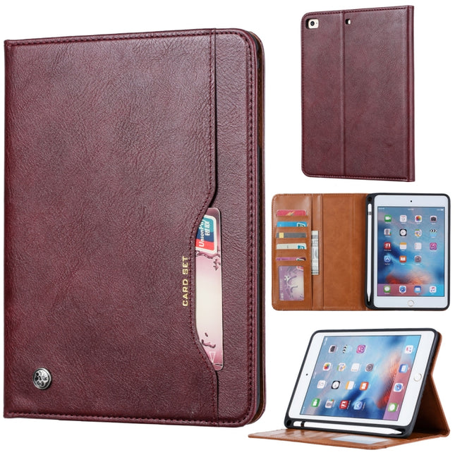 Knead Skin Texture Horizontal Flip Leather Case for iPad Mini 2019, with Photo Frame & Holder & Card Slots & Wallet & Pen Slot (Wine Red)-garmade.com