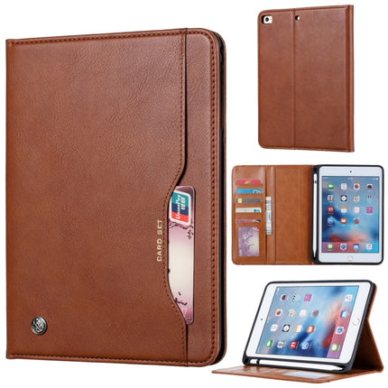 Knead Skin Texture Horizontal Flip Leather Case for iPad Mini 2019, with Photo Frame & Holder & Card Slots & Wallet & Pen Slot (Brown)-garmade.com
