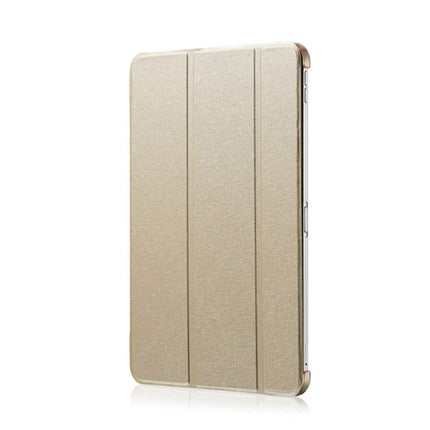 Silk Texture Horizontal Flip Ultra-thin Double-sided Clip Magnetic PU Leather Case for iPad Pro 11 inch (2018), with Three-folding Holder & Sleep / Wake-up Function(Gold)-garmade.com