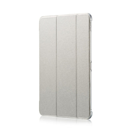 Silk Texture Horizontal Flip Ultra-thin Double-sided Clip Magnetic PU Leather Case for iPad Pro 11 inch (2018), with Three-folding Holder & Sleep / Wake-up Function(Light Grey)-garmade.com