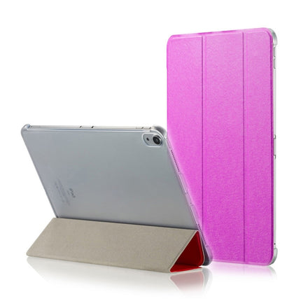 Silk Texture Horizontal Flip Magnetic PU Leather Case for iPad Pro 11 inch (2018), with Three-folding Holder & Sleep / Wake-up Function(Rose Red)-garmade.com