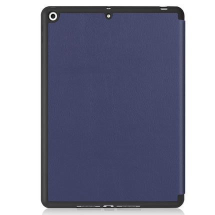 For iPad 10.2 2021 / 2020 / 2019 Custer Texture Horizontal Flip Smart TPU Leather Case with Sleep / Wake-up Function & Three-folding Holder & Pen Slot(Dark Blue)-garmade.com