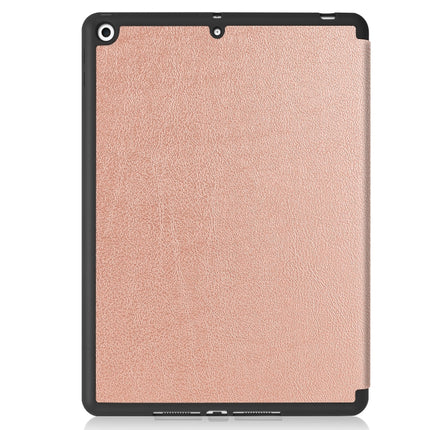 For iPad 10.2 2021 / 2020 / 2019 Custer Texture Horizontal Flip Smart TPU Leather Case with Sleep / Wake-up Function & Three-folding Holder & Pen Slot(Rose Gold)-garmade.com