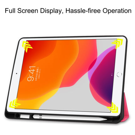 For iPad 10.2 2021 / 2020 / 2019 Custer Texture Horizontal Flip Smart TPU Leather Case with Sleep / Wake-up Function & Three-folding Holder & Pen Slot(Rose Red)-garmade.com