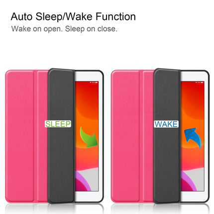 For iPad 10.2 2021 / 2020 / 2019 Custer Texture Horizontal Flip Smart TPU Leather Case with Sleep / Wake-up Function & Three-folding Holder & Pen Slot(Rose Red)-garmade.com