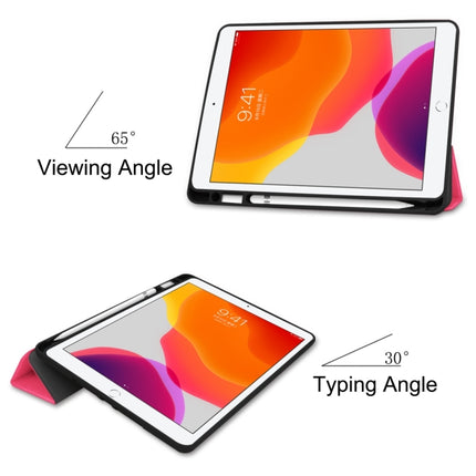 For iPad 10.2 2021 / 2020 / 2019 Custer Texture Horizontal Flip Smart TPU Leather Case with Sleep / Wake-up Function & Three-folding Holder & Pen Slot(Rose Red)-garmade.com