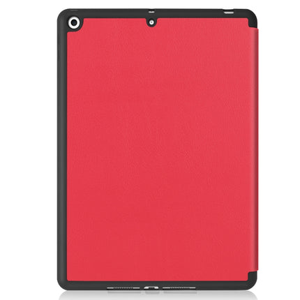 For iPad 10.2 2021 / 2020 / 2019 Custer Texture Horizontal Flip Smart TPU Leather Case with Sleep / Wake-up Function & Three-folding Holder & Pen Slot(Red)-garmade.com
