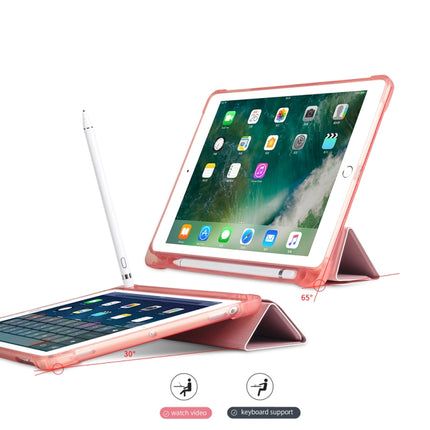 Multi-folding Shockproof TPU Protective Case for iPad 9.7 (2018) / 9.7 (2017) / air / air2, with Holder & Pen Slot(Pink)-garmade.com