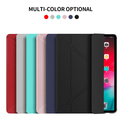 Multi-folding Shockproof PC + PU Leather Protective Case for iPad Pro 12.9 2018 / 2020, with Holder & Sleep / Wake-up Function(Red)-garmade.com