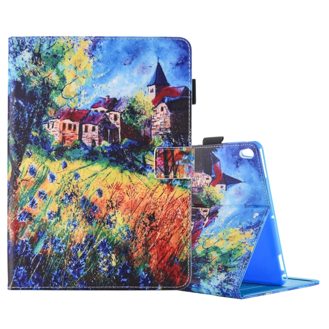 For iPad Pro 10.5 inch Painted Village Pattern Horizontal Flip Leather Case with 3 Gears Holder & Card Slots-garmade.com