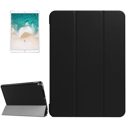 For iPad Pro 10.5 inch PU Litchi Texture 3-folding Smart Case Clear Back Cover with Holder(Black)-garmade.com