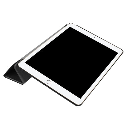 For iPad Pro 10.5 inch PU Litchi Texture 3-folding Smart Case Clear Back Cover with Holder(Black)-garmade.com
