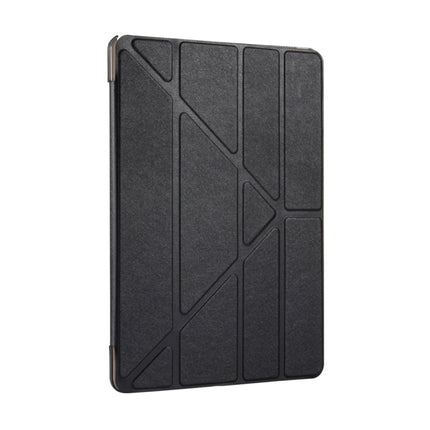 For iPad Pro 10.5 inch Silk Texture Horizontal Deformation Flip Leather Case with 4-folding Holder & Sleep / Wake-up(Black)-garmade.com