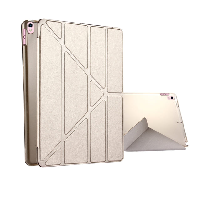 For iPad Pro 10.5 inch Silk Texture Horizontal Deformation Flip Leather Case with 4-folding Holder & Sleep / Wake-up(Champagne Gold)-garmade.com