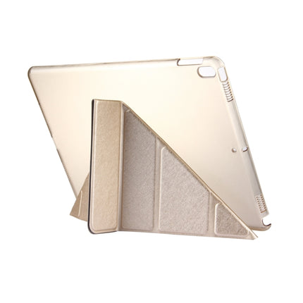For iPad Pro 10.5 inch Silk Texture Horizontal Deformation Flip Leather Case with 4-folding Holder & Sleep / Wake-up(Champagne Gold)-garmade.com