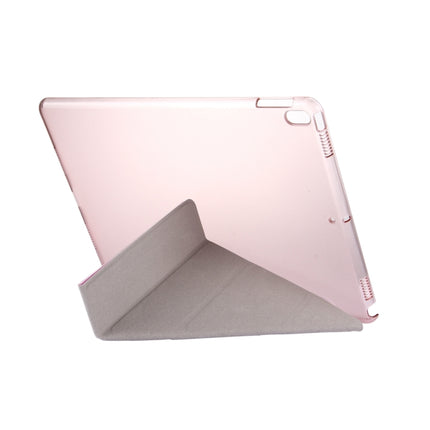 For iPad Pro 10.5 inch Silk Texture Horizontal Deformation Flip Leather Case with 4-folding Holder & Sleep / Wake-up(Pink)-garmade.com