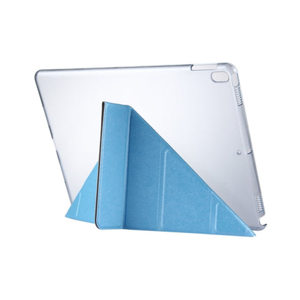 For iPad Pro 10.5 inch Silk Texture Horizontal Deformation Flip Leather Case with 4-folding Holder & Sleep / Wake-up(Blue)-garmade.com