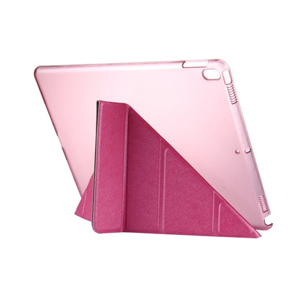 For iPad Pro 10.5 inch Silk Texture Horizontal Deformation Flip Leather Case with 4-folding Holder & Sleep / Wake-up(Magenta)-garmade.com
