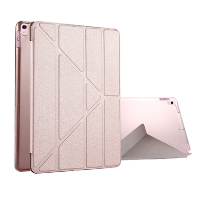 For iPad Pro 10.5 inch Silk Texture Horizontal Deformation Flip Leather Case with 4-folding Holder & Sleep / Wake-up(Rose Gold)-garmade.com