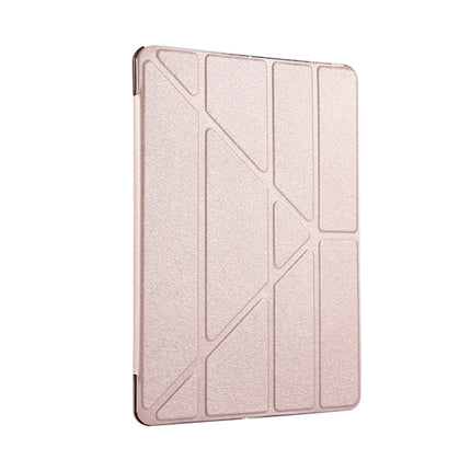 For iPad Pro 10.5 inch Silk Texture Horizontal Deformation Flip Leather Case with 4-folding Holder & Sleep / Wake-up(Rose Gold)-garmade.com