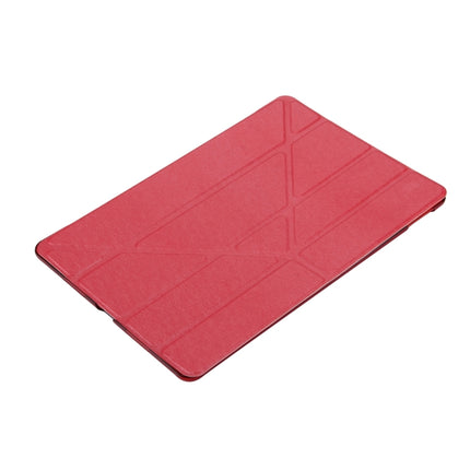 For iPad Pro 10.5 inch Silk Texture Horizontal Deformation Flip Leather Case with 4-folding Holder & Sleep / Wake-up(Red)-garmade.com