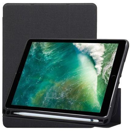 Cloth Texture Pattern Horizontal Flip Leather Case for iPad Pro 10.5 inch ,with Three-folding Holder & Pen Slots (Black)-garmade.com