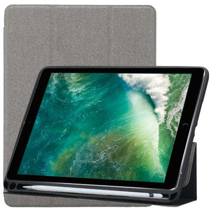 Cloth Texture Pattern Horizontal Flip Leather Case for iPad Pro 10.5 inch ,with Three-folding Holder & Pen Slots (Grey)-garmade.com