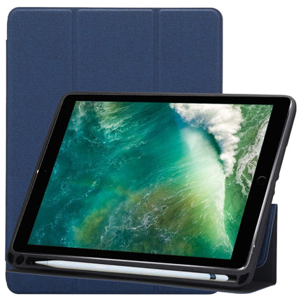 Cloth Texture Pattern Horizontal Flip Leather Case for iPad Pro 10.5 inch ,with Three-folding Holder & Pen Slots (Blue)-garmade.com