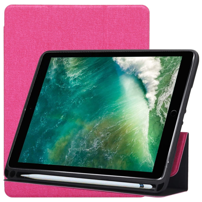 Cloth Texture Pattern Horizontal Flip Leather Case for iPad Pro 10.5 inch ,with Three-folding Holder & Pen Slots (Magenta)-garmade.com
